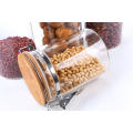 Wholesale round glass seasoning jar clips with latch locking wooden lid